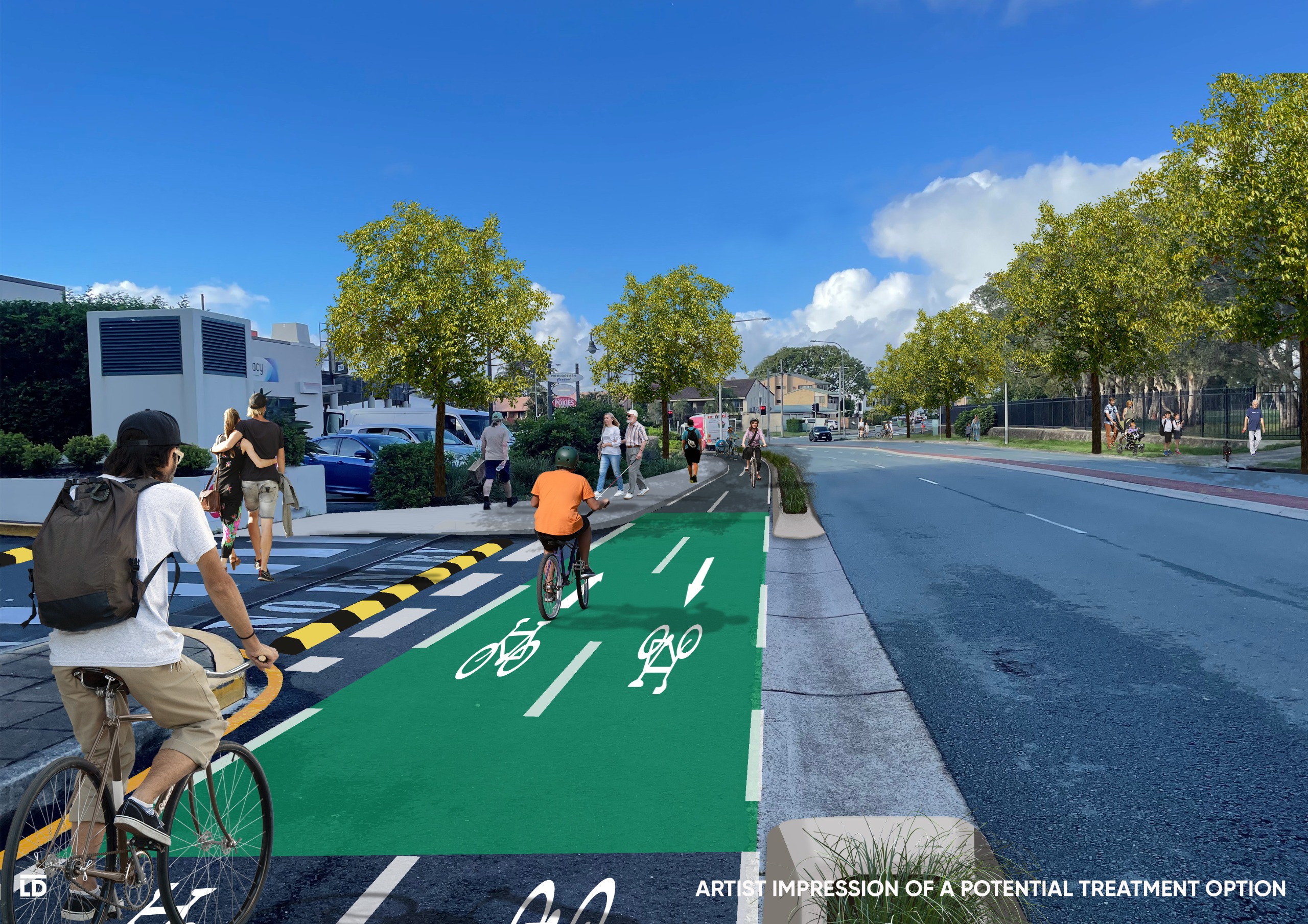 After: Proposed concept - view south west on Venning Street, Mooloolaba