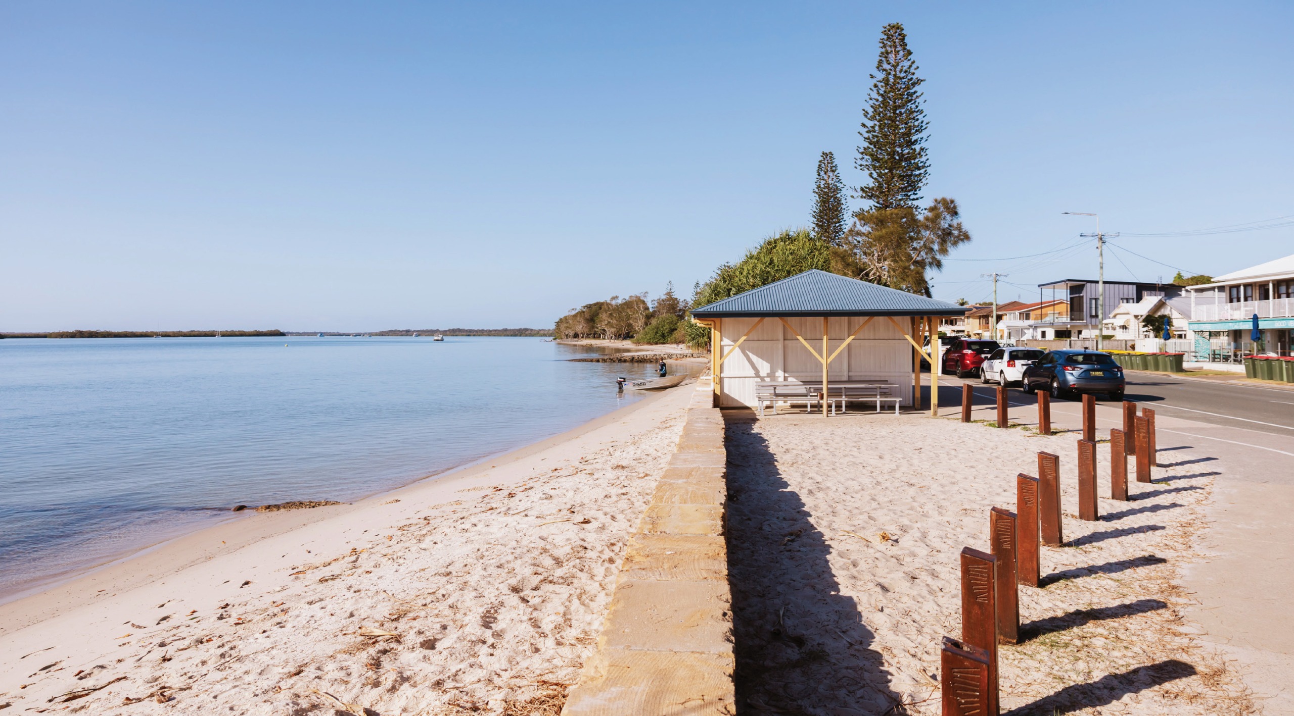 Current: This is a current image looking south to the picnic shelter area at Military Jetty. 