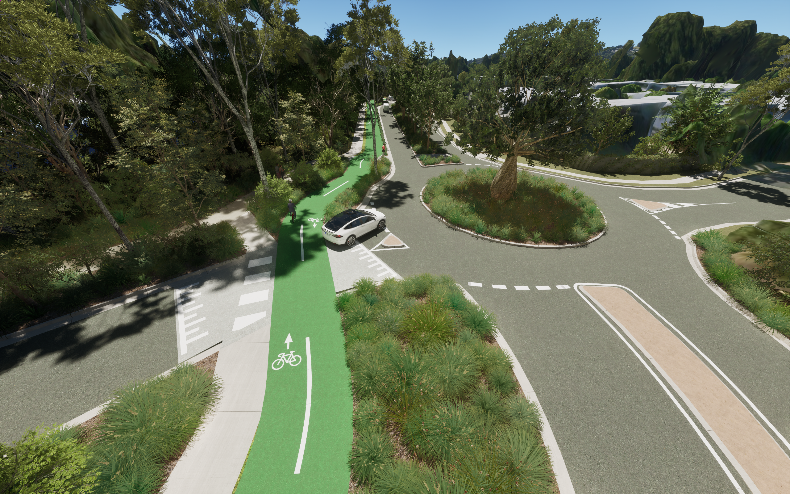 Artist impression showing a priority walking and riding crossing on Starling Street