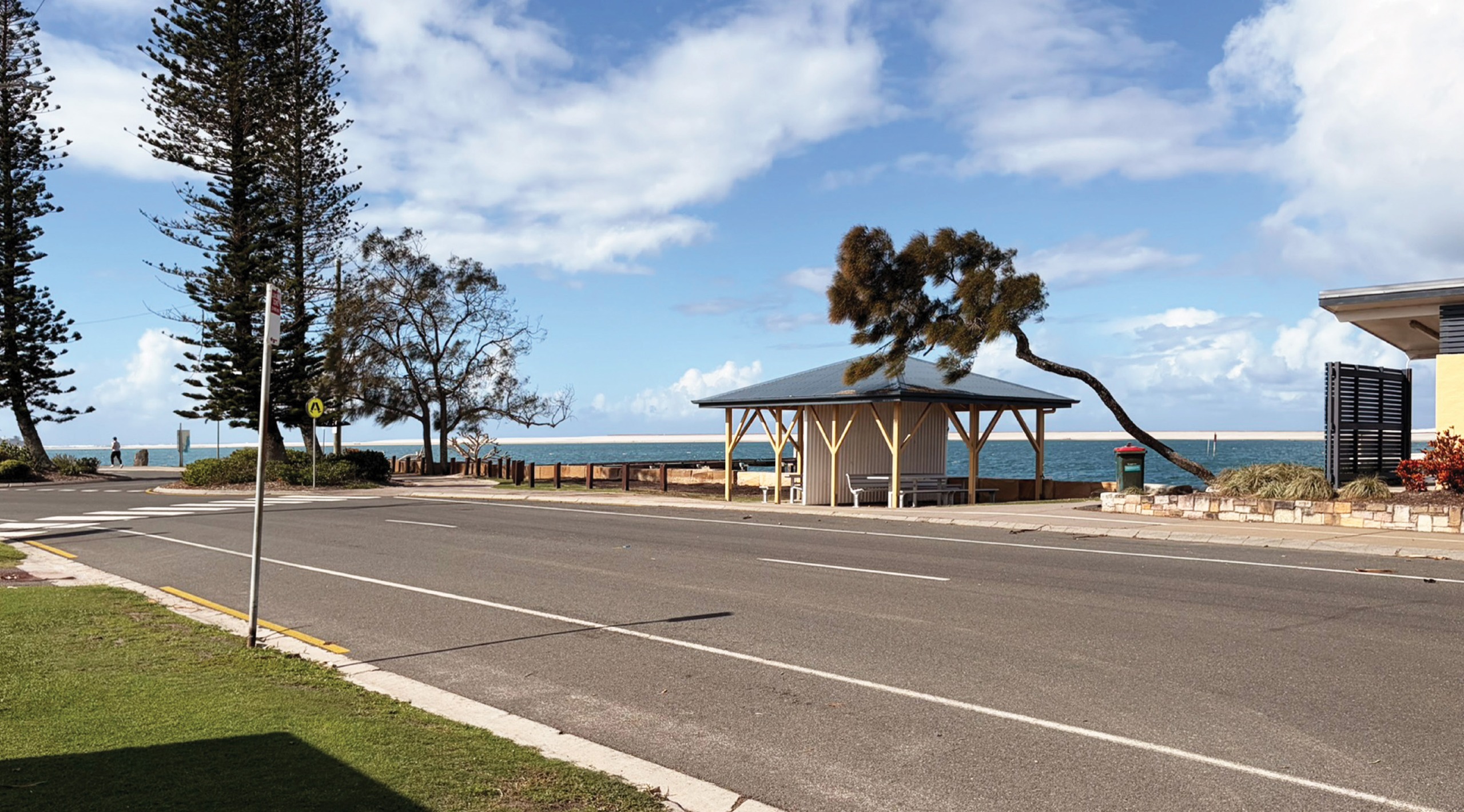 Current: This is a current image from Military Jetty Caravan Park to the picnic shelter and park area at Military Jetty. 