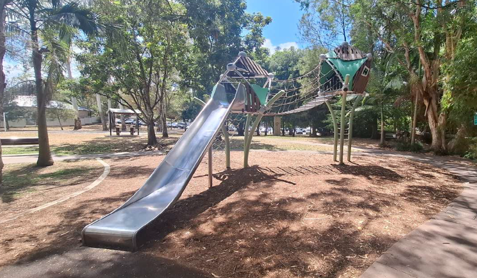 Colour photo of new play strructure installed at Dick Caplick Park