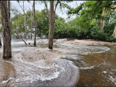 This image shows the impact of coastal hazards and flooding at Monash Park, Golden Beach